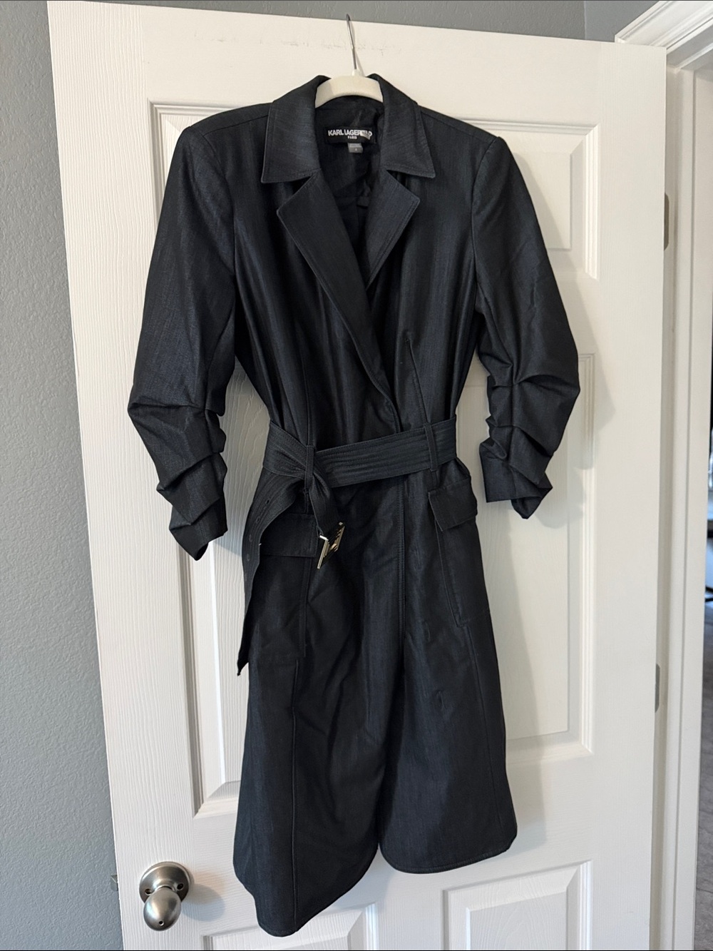 Karl Lagerfeld Black Belted Trench Dress - Size 6